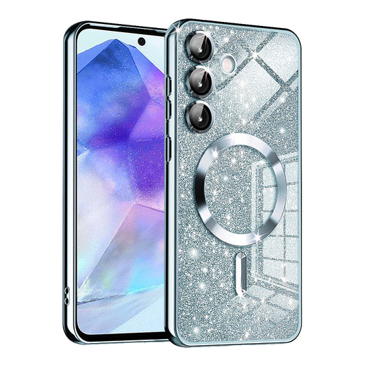 MagSafe puzdro pre Samsung Galaxy A55 5G A556, Techsuit, Luxury Glitter, Bleu