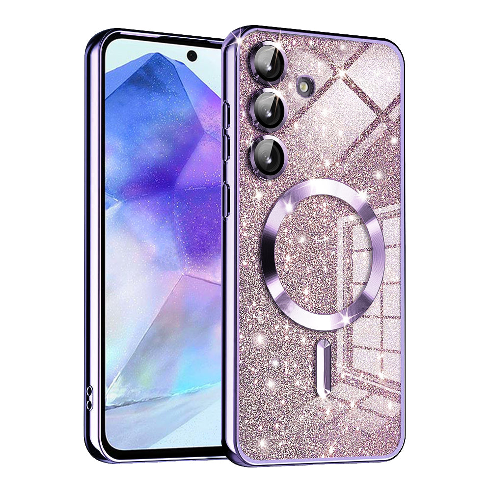 MagSafe puzdro pre Samsung Galaxy A55 5G A556, Techsuit, Luxury Glitter, Svetlofialové