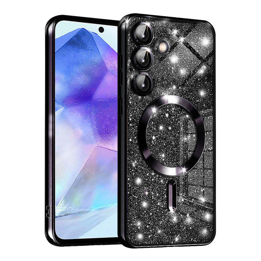 MagSafe puzdro pre Samsung Galaxy A55 5G A556, Techsuit, Luxury Glitter, Čierne