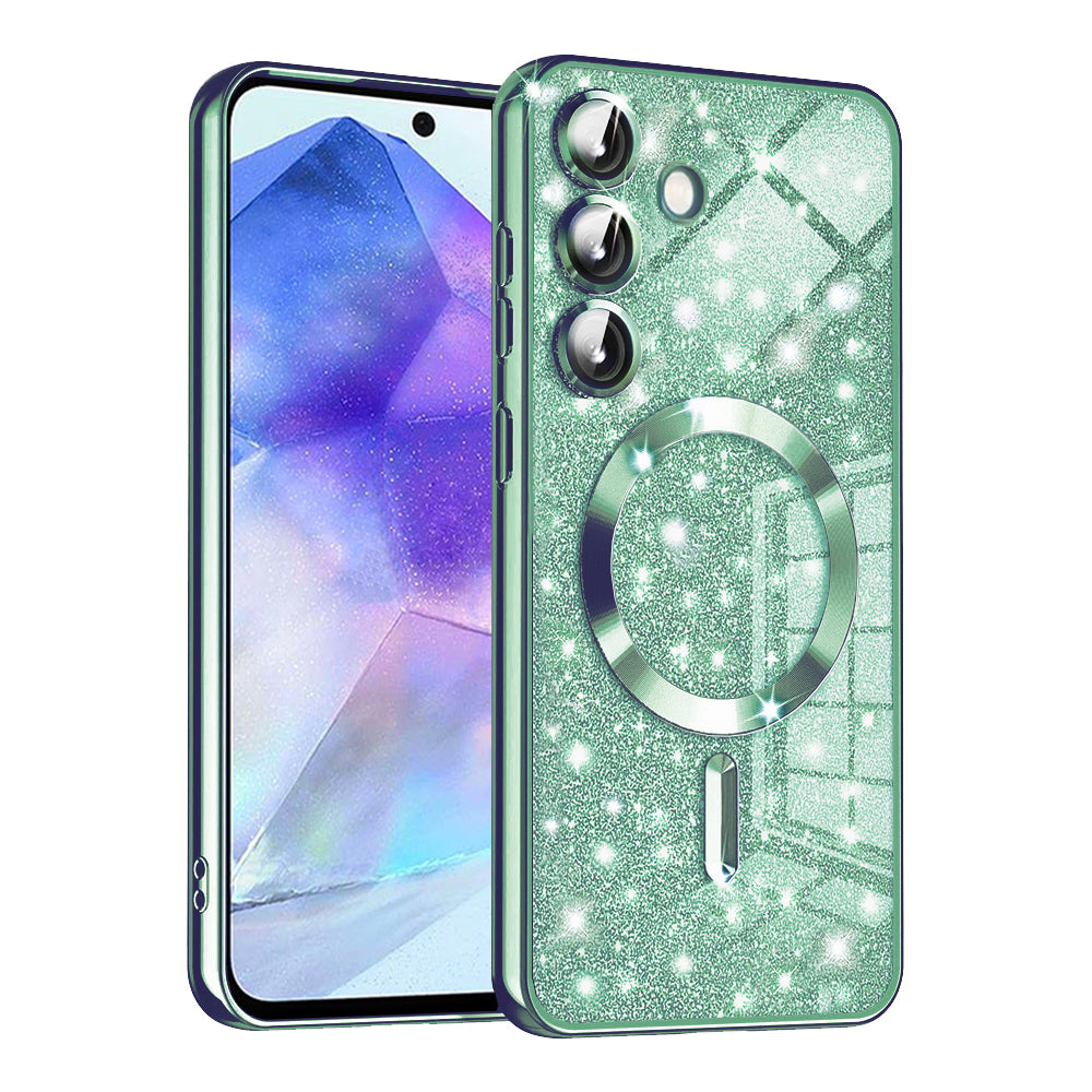 MagSafe puzdro pre Samsung Galaxy A55 5G A556, Techsuit, Luxury Glitter, Svetlozelené