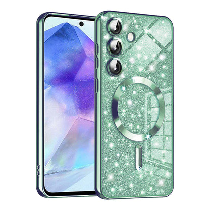 MagSafe puzdro pre Samsung Galaxy A55 5G A556, Techsuit, Luxury Glitter, Svetlozelené