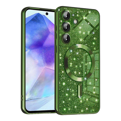 MagSafe puzdro pre Samsung Galaxy A55 5G A556, Techsuit, Luxury Glitter, Tmavozelené