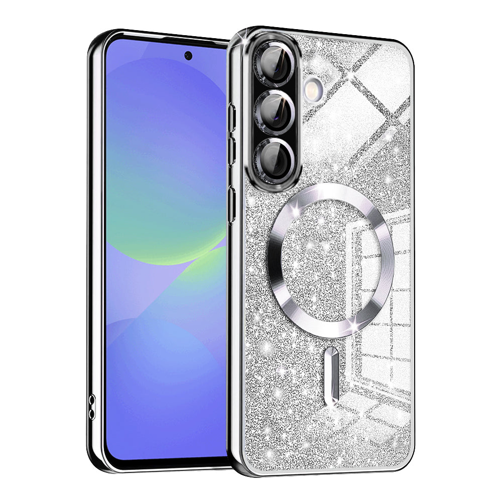MagSafe puzdro pre Samsung Galaxy A56 A566 / A36 A366, Techsuit, Luxury Glitter, Strieborné