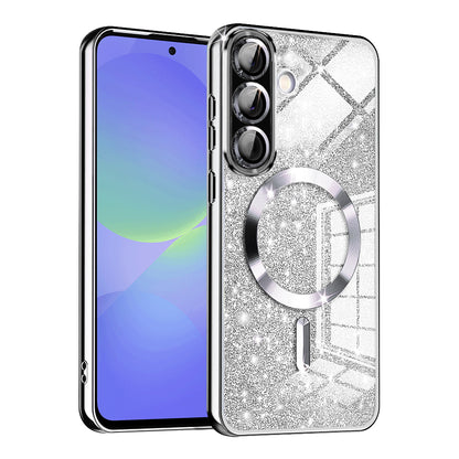 MagSafe puzdro pre Samsung Galaxy A56 A566 / A36 A366, Techsuit, Luxury Glitter, Strieborné