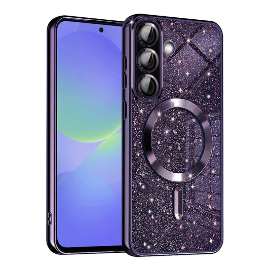 MagSafe puzdro pre Samsung Galaxy A56 A566 / A36 A366, Techsuit, Luxury Glitter, Tmavofialová