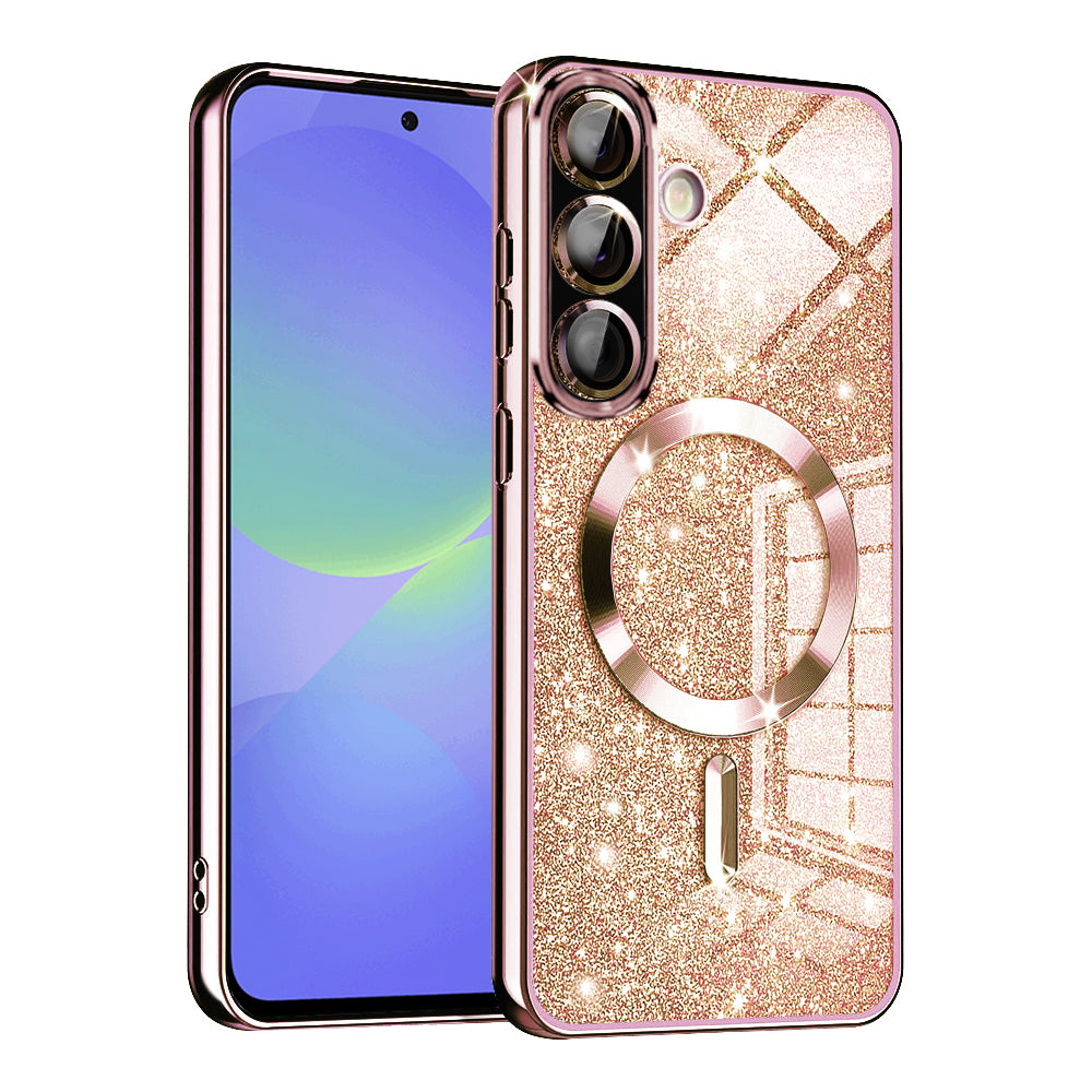 MagSafe puzdro pre Samsung Galaxy A56 A566 / A36 A366, Techsuit, Luxury Glitter, Ružovo zlaté