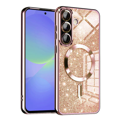 MagSafe puzdro pre Samsung Galaxy A56 A566 / A36 A366, Techsuit, Luxury Glitter, Ružovo zlaté
