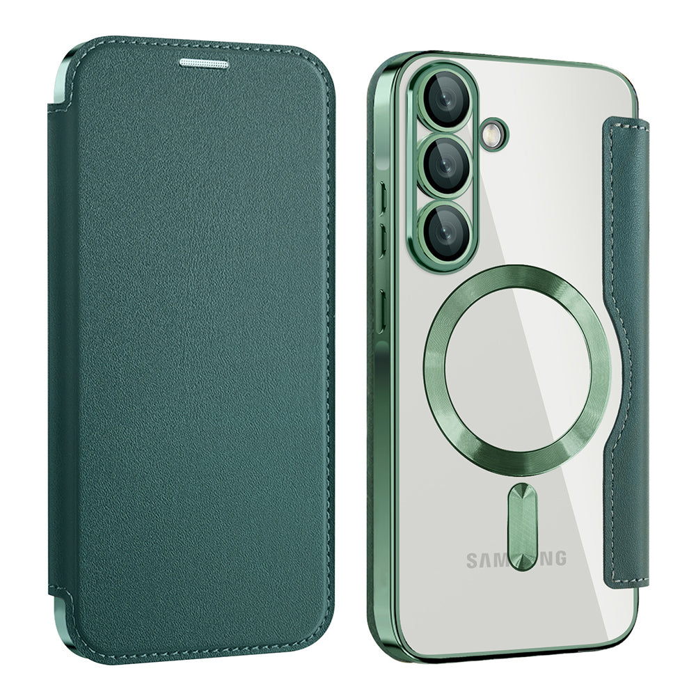 MagSafe puzdro pre Samsung Galaxy A56 A566, Techsuit, SmartMag Book, Zelené