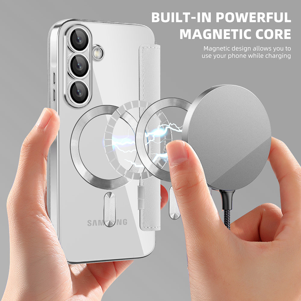 Puzdro MagSafe pre Samsung Galaxy A57 5G, Techsuit, SmartMag Book, Sivé