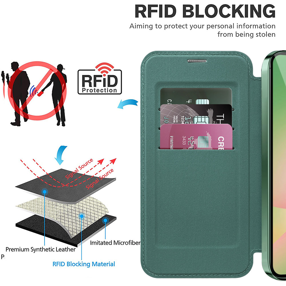 Puzdro MagSafe pre Samsung Galaxy A57 5G, Techsuit, SmartMag Book, Zelené