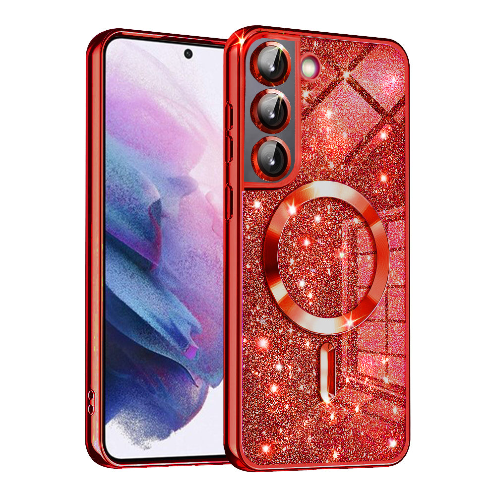 MagSafe puzdro pre Samsung Galaxy S21 FE 5G G990, Techsuit, Luxury Glitter, Červené