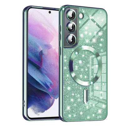 MagSafe puzdro pre Samsung Galaxy S21 FE 5G G990, Techsuit, Luxury Glitter, Svetlozelené