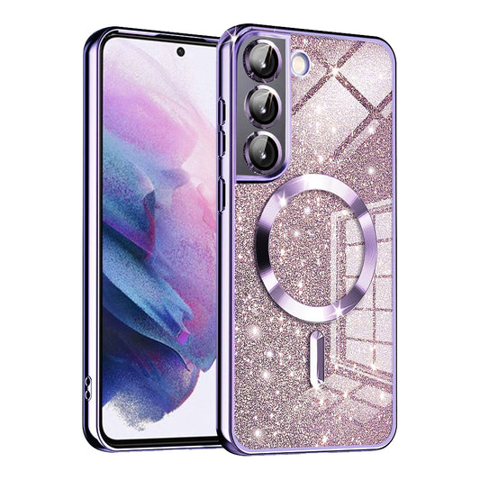 MagSafe puzdro pre Samsung Galaxy S22 5G S901, Techsuit, Luxury Glitter, Svetlofialové