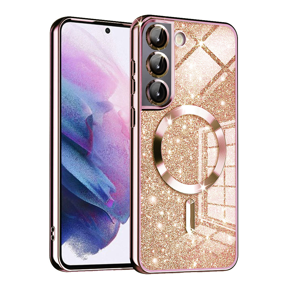 MagSafe puzdro pre Samsung Galaxy S22 5G S901, Techsuit, Luxury Glitter, Ružovo zlaté