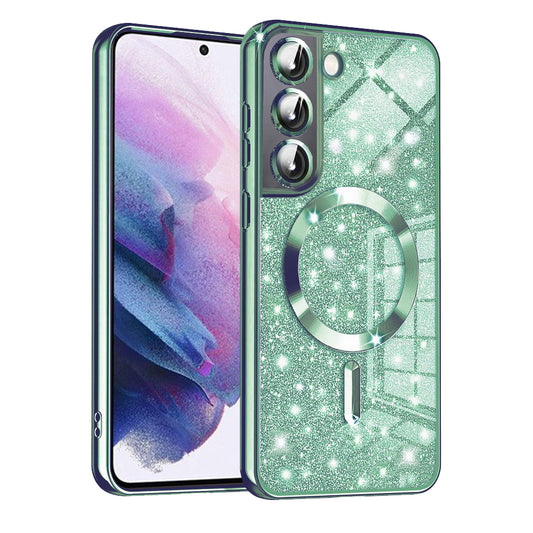 MagSafe puzdro pre Samsung Galaxy S22 5G S901, Techsuit, Luxury Glitter, Svetlozelené