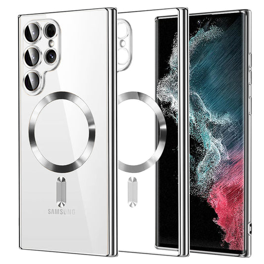 MagSafe puzdro pre Samsung Galaxy S22 Ultra 5G S908, Techsuit, Luxury Crystal, Strieborné
