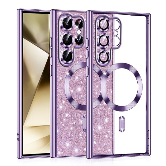 MagSafe puzdro pre Samsung Galaxy S22 Ultra 5G S908, Techsuit, Luxury Glitter, Svetlofialové