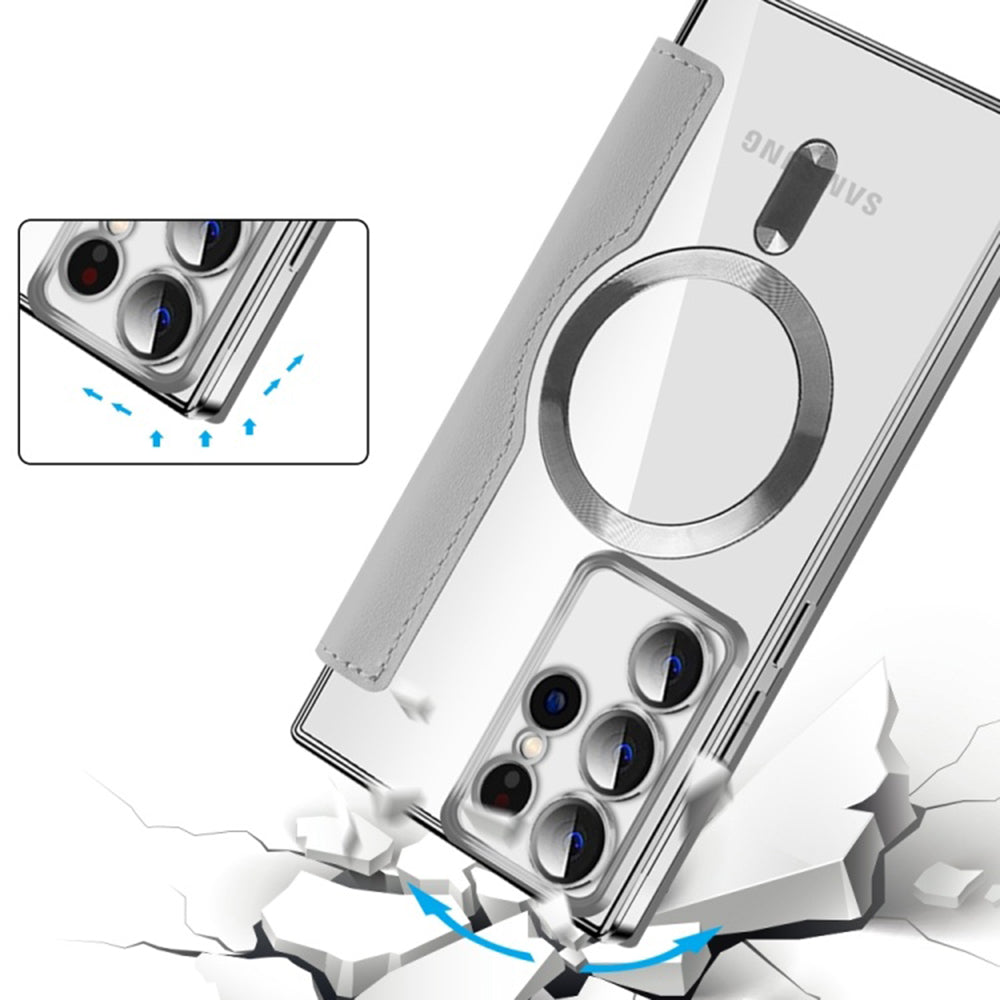 MagSafe Case for Samsung Galaxy S22 Ultra 5G S908, Techsuit, SmartMag Book, Gray