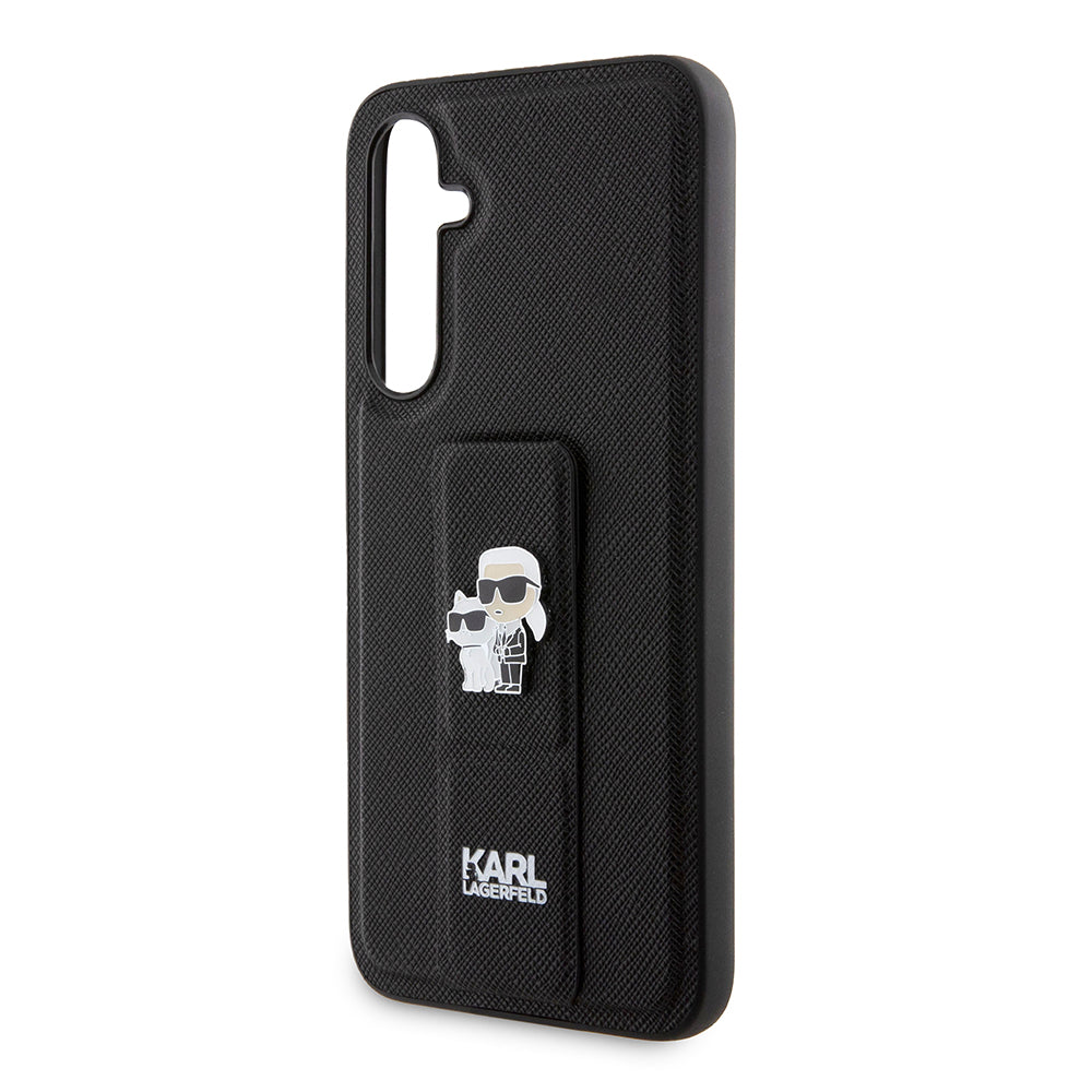 Puzdro MagSafe pre Samsung Galaxy S23 FE S711, Karl Lagerfeld, Saffiano Gripstand Karl & Choupette, Modrá