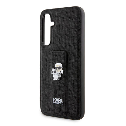 Puzdro MagSafe pre Samsung Galaxy S23 FE S711, Karl Lagerfeld, Saffiano Gripstand Karl & Choupette, Modrá