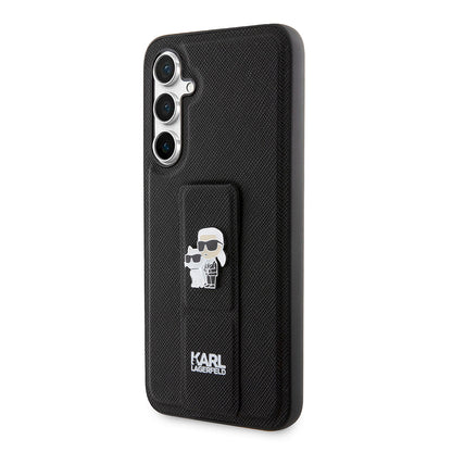 Puzdro MagSafe pre Samsung Galaxy S23 FE S711, Karl Lagerfeld, Saffiano Gripstand Karl & Choupette, Modrá