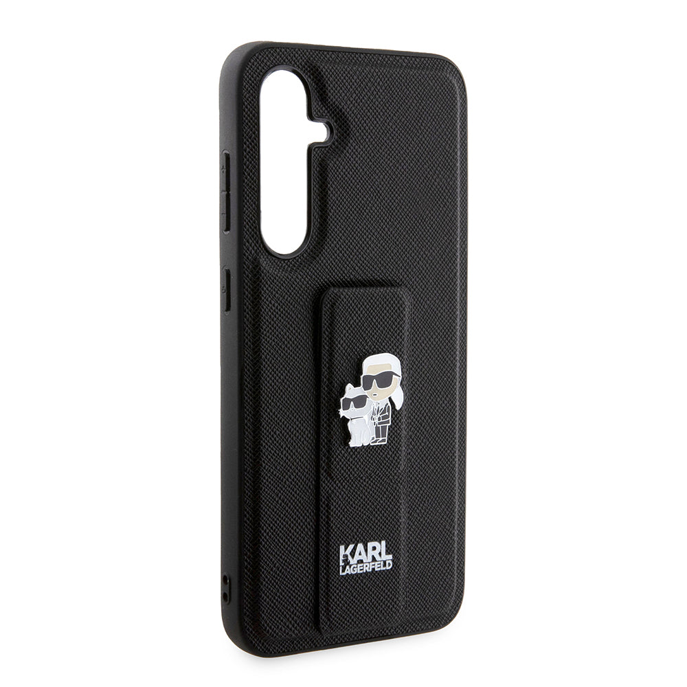 Puzdro MagSafe pre Samsung Galaxy S23 FE S711, Karl Lagerfeld, Saffiano Gripstand Karl & Choupette, Modrá