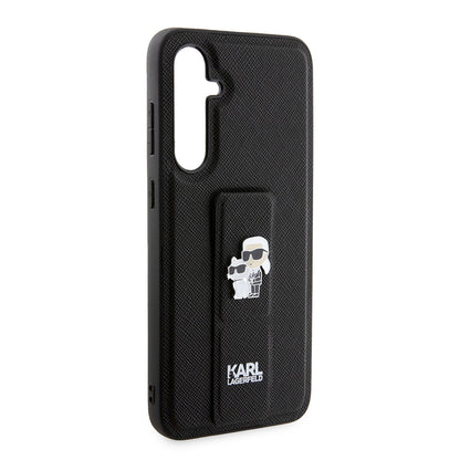 Puzdro MagSafe pre Samsung Galaxy S23 FE S711, Karl Lagerfeld, Saffiano Gripstand Karl & Choupette, Modrá