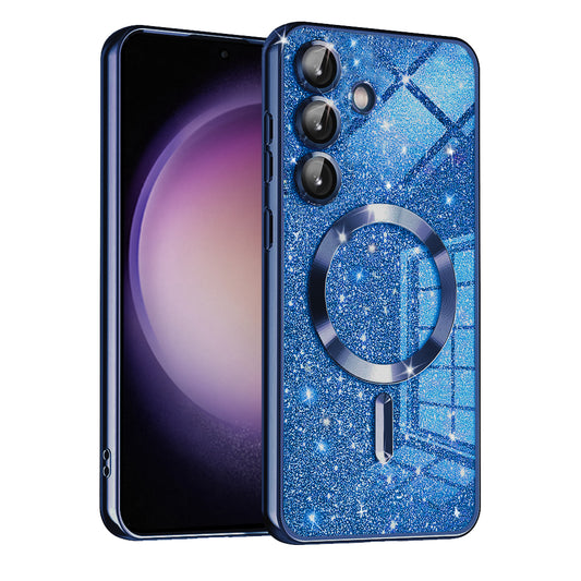 MagSafe puzdro pre Samsung Galaxy S23 FE S711, Techsuit, Luxury Glitter, Tmavomodrá