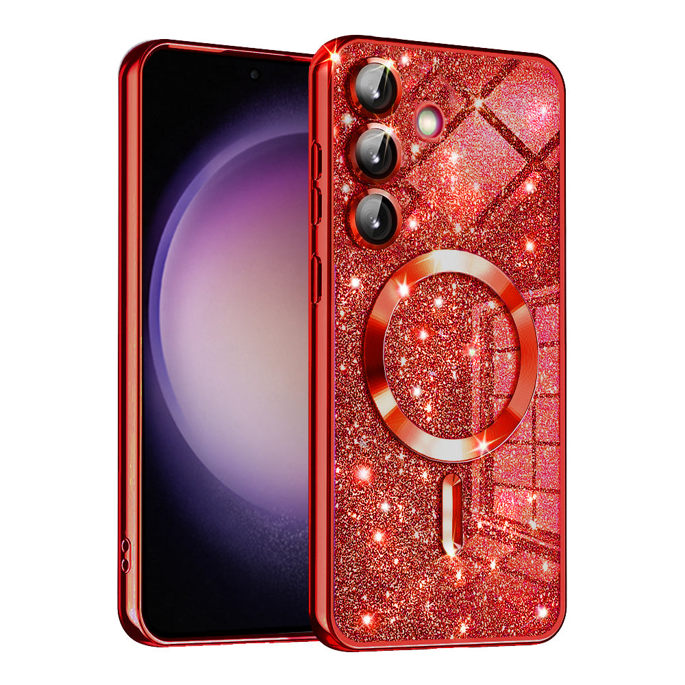 MagSafe puzdro pre Samsung Galaxy S23 FE S711, Techsuit, Luxury Glitter, Červené