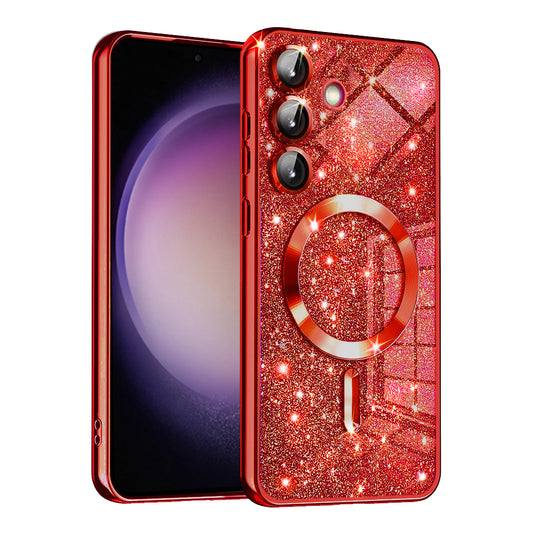 MagSafe puzdro pre Samsung Galaxy S23 FE S711, Techsuit, Luxury Glitter, Červené
