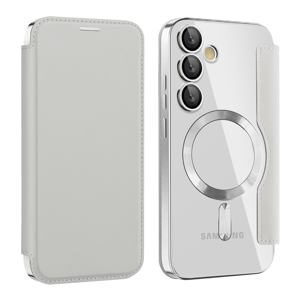 MagSafe puzdro pre Samsung Galaxy S23 FE S711, Techsuit, SmartMag Book, Sivá