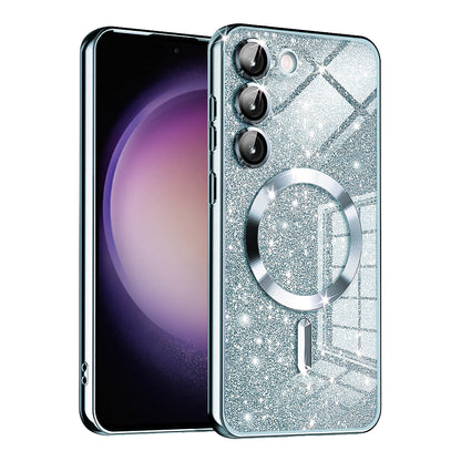 MagSafe puzdro pre Samsung Galaxy S23 S911, Techsuit, Luxury Glitter, Bleu