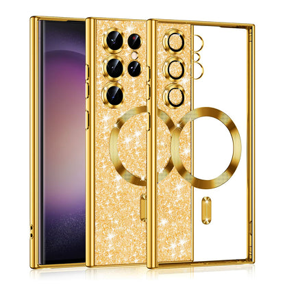 MagSafe Case for Samsung Galaxy S23 Ultra S918, Techsuit, Luxury Glitter, Gold