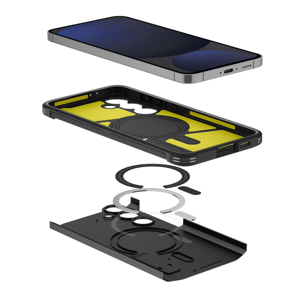 Puzdro MagSafe pre Samsung Galaxy S24 FE S721, Spigen, Tough Armor, Čierne ACS08625