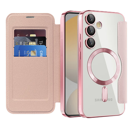 MagSafe Case for Samsung Galaxy S24 FE S721, Techsuit, SmartMag Book, Pink
