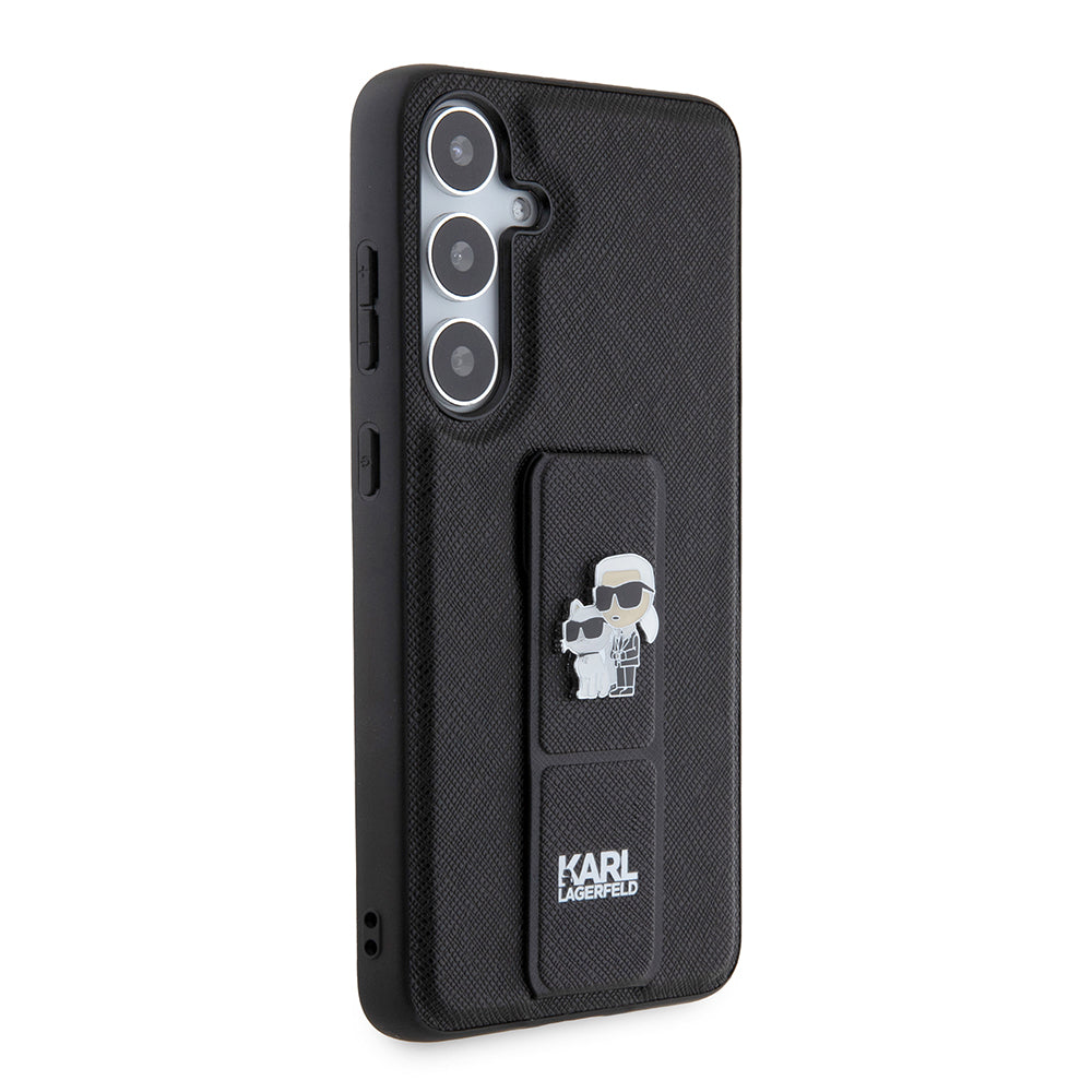 MagSafe Case for Samsung Galaxy S24+ S926, Karl Lagerfeld, Saffiano Gripstand Karl & Choupette, Black