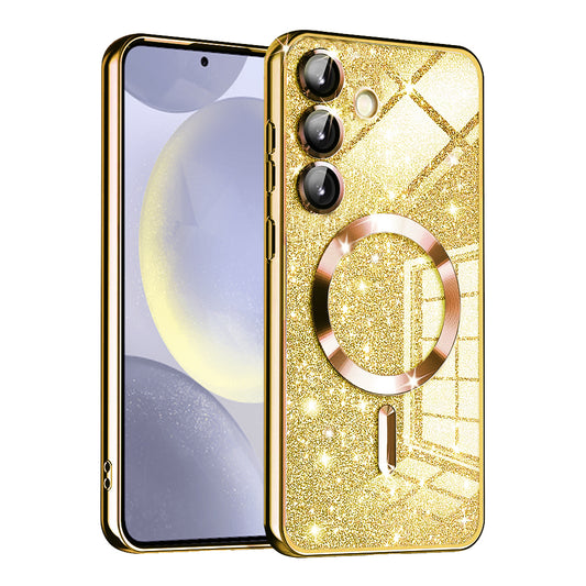 MagSafe puzdro pre Samsung Galaxy S24+ S926, Techsuit, Luxury Glitter, Zlaté
