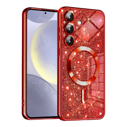 MagSafe puzdro pre Samsung Galaxy S24+ S926, Techsuit, Luxury Glitter, Červené