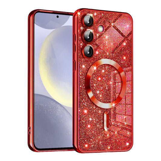 MagSafe puzdro pre Samsung Galaxy S24+ S926, Techsuit, Luxury Glitter, Červené