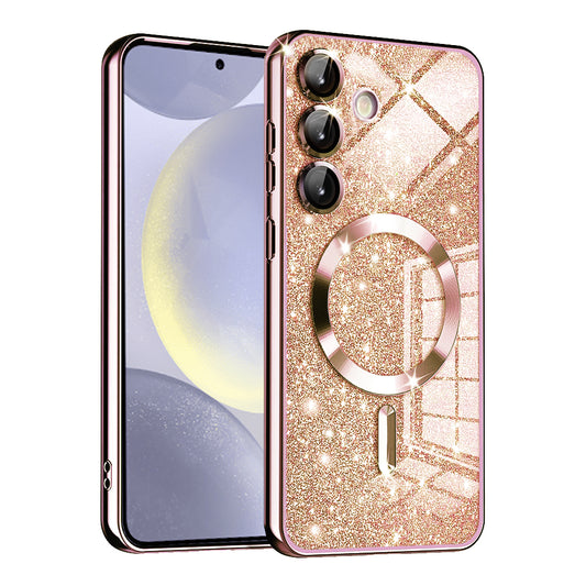 MagSafe puzdro pre Samsung Galaxy S24+ S926, Techsuit, Luxury Glitter, Ružovo zlaté