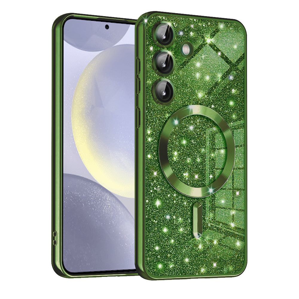 MagSafe Case for Samsung Galaxy S24+ S926, Techsuit, Luxury Glitter, Dark Green