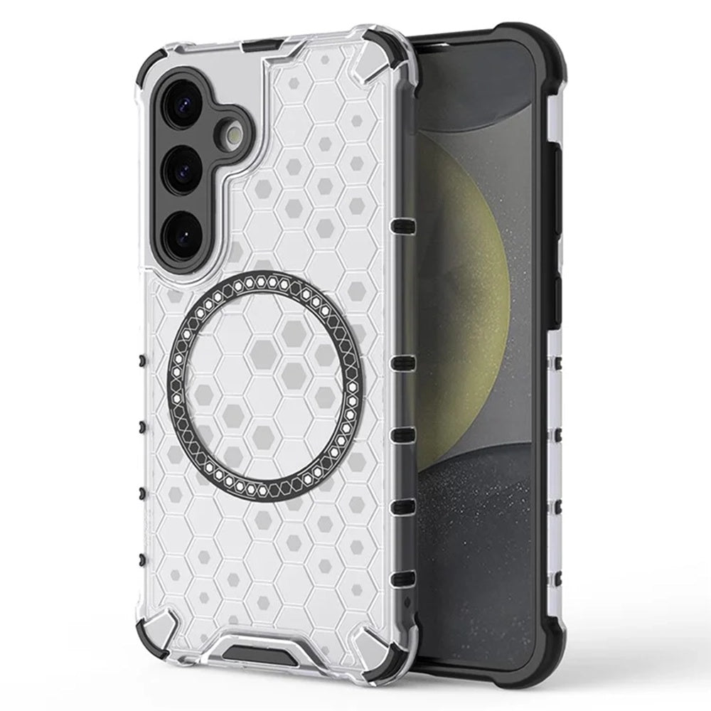 MagSafe puzdro pre Samsung Galaxy S24 S921, Techsuit, HoneyComb Shield, Biele