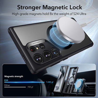 MagSafe Case for Samsung Galaxy S24 Ultra S928, ESR, Boost Flickstand, Black Transparent