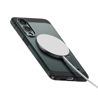 Puzdro MagSafe pre Samsung Galaxy S25 Edge S937, Spigen, Tough Armor, Zelená ACS09424