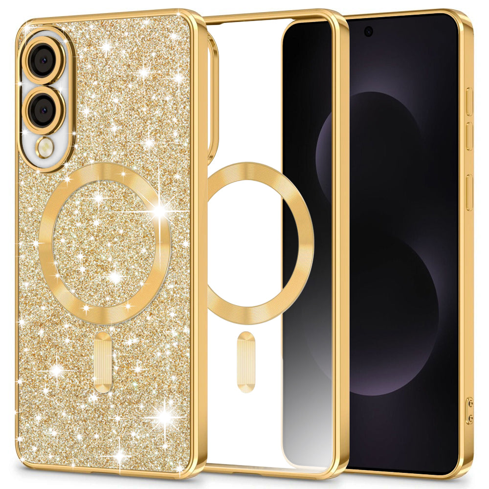 MagSafe puzdro pre Samsung Galaxy S25 Edge S937, Techsuit, Luxury Glitter, Zlaté