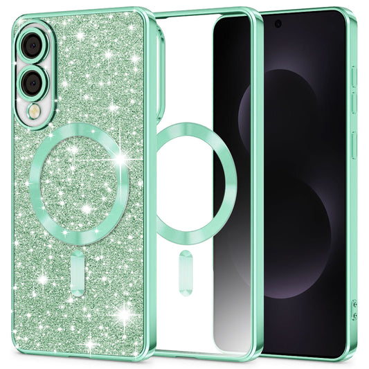 MagSafe puzdro pre Samsung Galaxy S25 Edge S937, Techsuit, Luxury Glitter, Svetlozelené