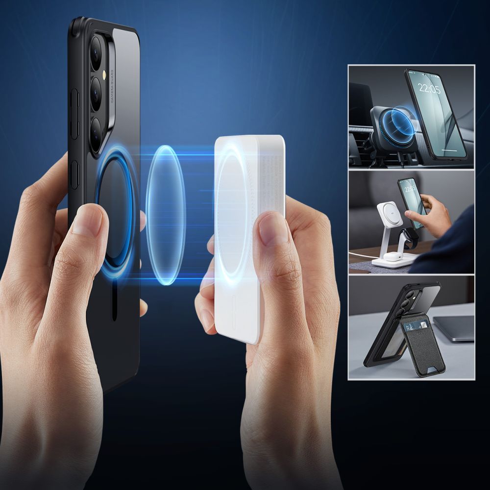 Puzdro MagSafe pre Samsung Galaxy S25+ S936, ESR, Classic Hybrid, Čierne Transparentné