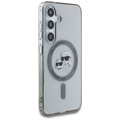 Puzdro MagSafe pre Samsung Galaxy S25+ S936, Karl Lagerfeld, IML Metal Karl & Choupette's Heads, Čierne