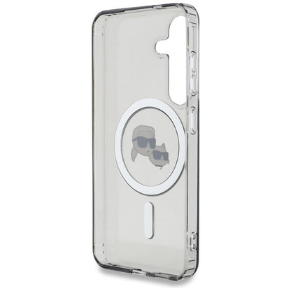 Puzdro MagSafe pre Samsung Galaxy S25+ S936, Karl Lagerfeld, IML Metal Karl & Choupette's Heads, Čierne