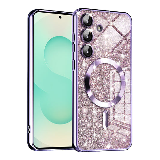 MagSafe puzdro pre Samsung Galaxy S25+ S936, Techsuit, Luxury Glitter, Svetlofialové